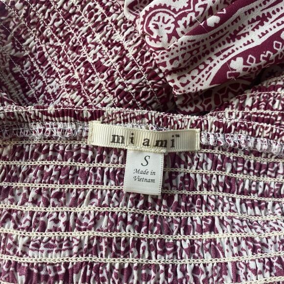 Mi Ami Women’s Smocked Open Shoulder Dress Deep Pink Small Pre Owned - Picture 9 of 16